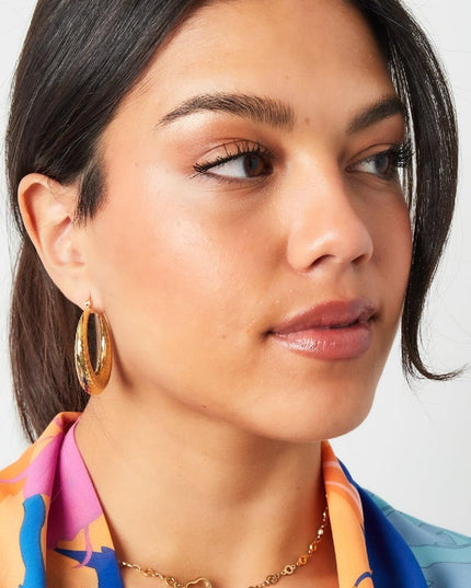 Oorbellen bubbel print medium Zilver Stainless Steel