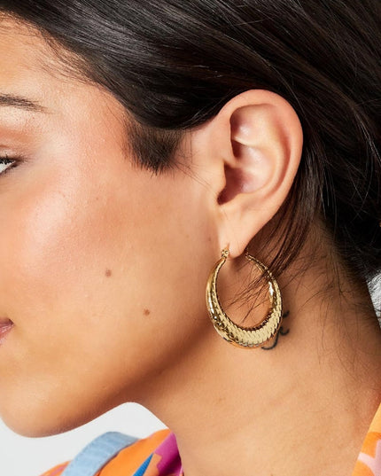 Oorbellen bubbel print medium Zilver Stainless Steel