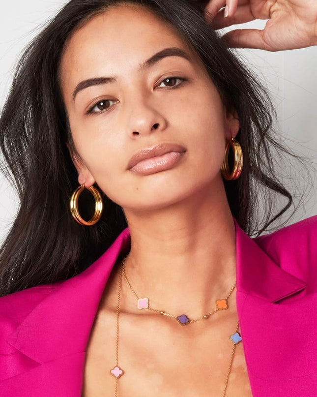 Oorringen met ribbel Goud kleur Stainless Steel