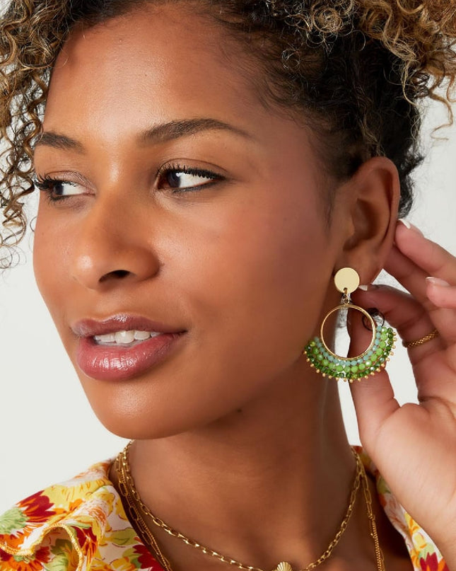 Oorbellen met kristalkralen Wit Koper