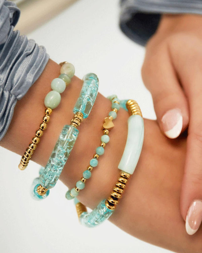 Kralenarmband met parels Pink & Gold Stainless Steel