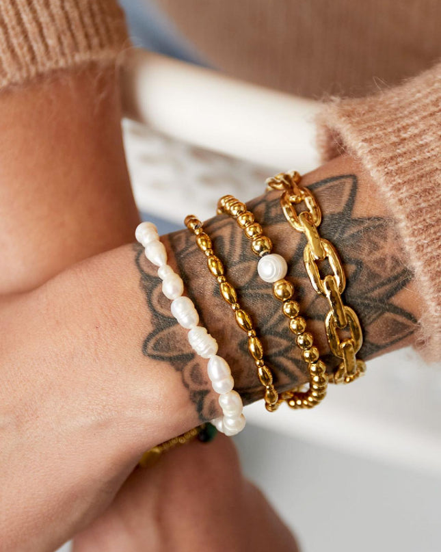 Kralen armband parel in het midden Stainless Steel