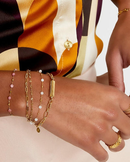 Armband drie lagen gekleurde details Goud kleur Stainless Steel