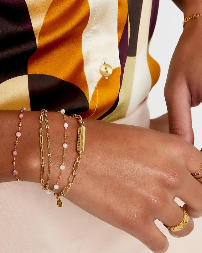 Armband drie lagen gekleurde details Goud kleur Stainless Steel