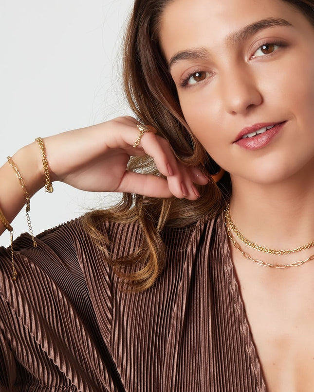 Schakelarmband basic Goud kleur Stainless Steel