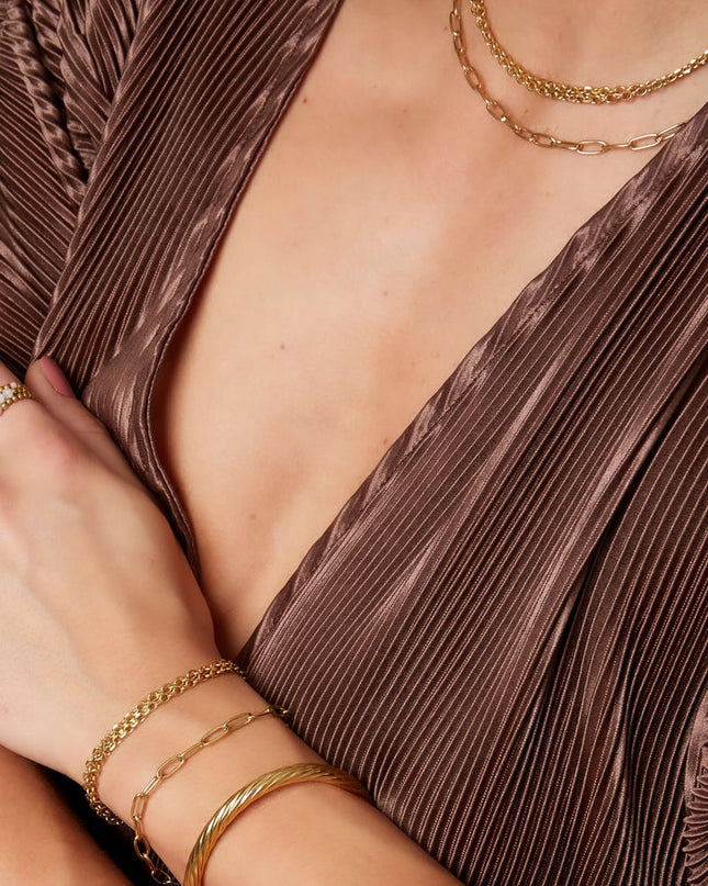 Schakelarmband basic Goud kleur Stainless Steel