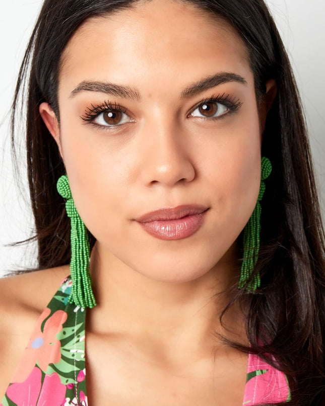 Oorbellen kralen kwastje - fuchsia Glaskralen