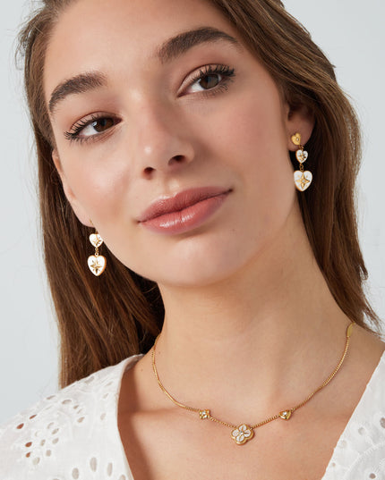 Ring drie hartjes op een rij - Goud kleur/wit