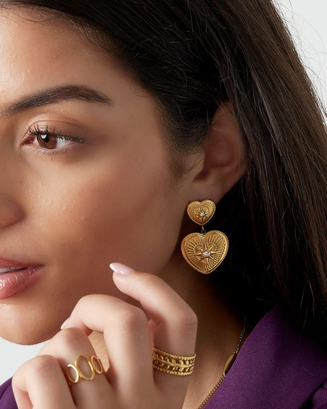 oorbellen statement hartjes met steentjes