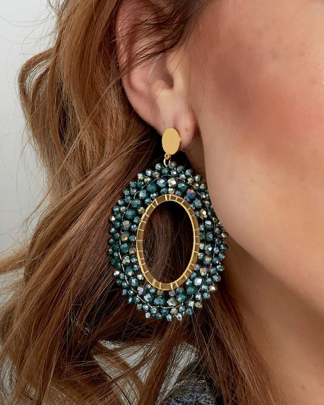 Oorbellen kralen party - wit Stainless Steel