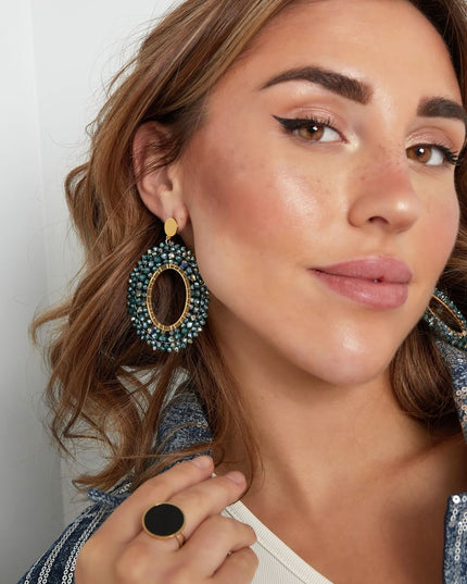 Oorbellen kralen party - wit Stainless Steel