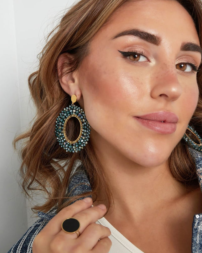 Oorbellen kralen party - wit Stainless Steel