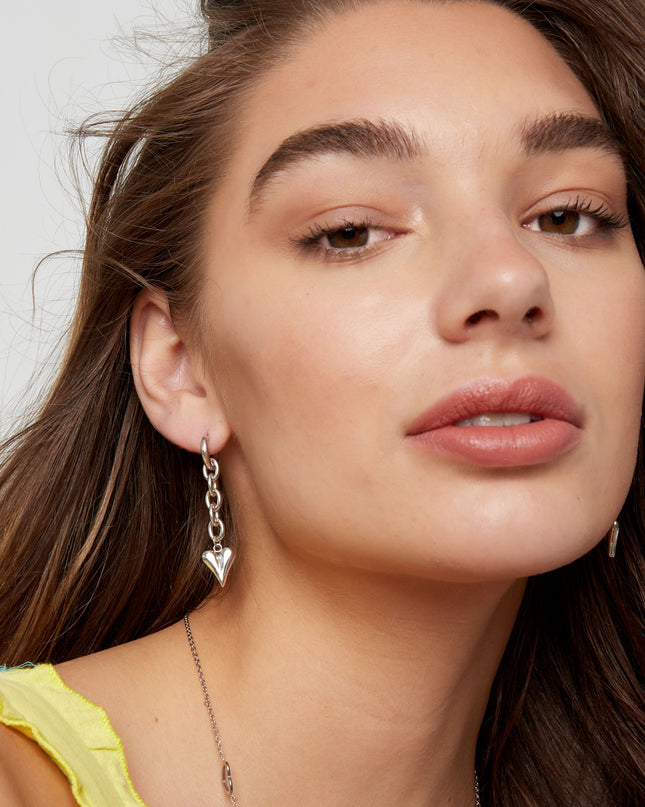 Oorbellen schakel & hart - Goud kleur Stainless Steel