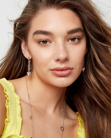 Oorbellen schakel & hart - Goud kleur Stainless Steel