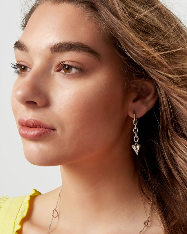 Oorbellen schakel & hart - Goud kleur Stainless Steel