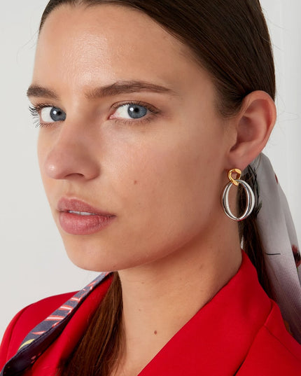 Oorbellen gedraaide hanger - zilver/Goud kleur