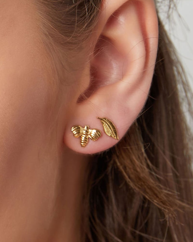 Oorbellensteker veertje - Goud kleur Stainless Steel