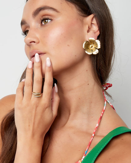 Oorbellensteker bloem - zilver Alloy