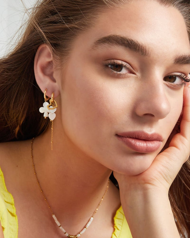 Oorbellen met hartjes hangers - zilver Stainless Steel