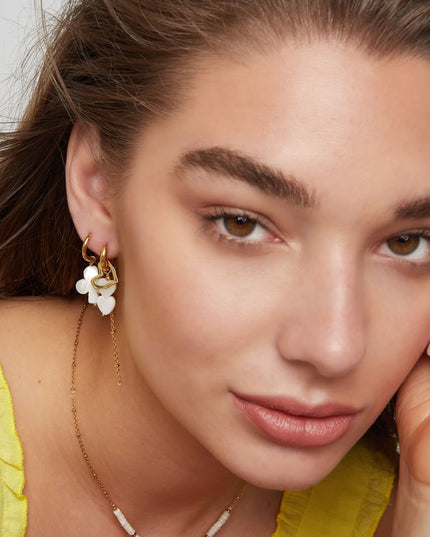 Oorbellen met hartjes hangers - zilver Stainless Steel