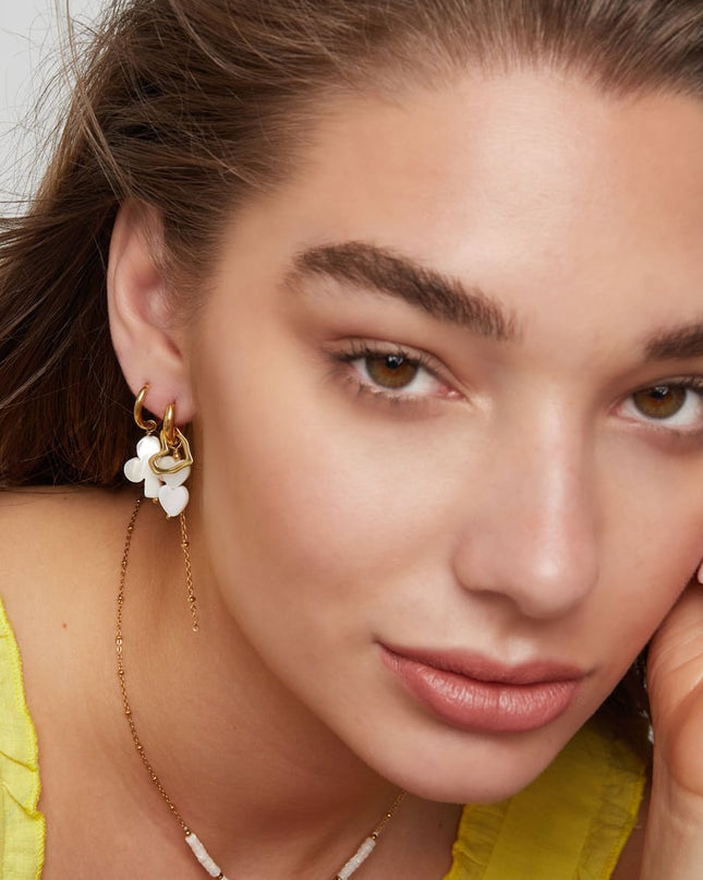 Oorbellen met hartjes hangers - zilver Stainless Steel