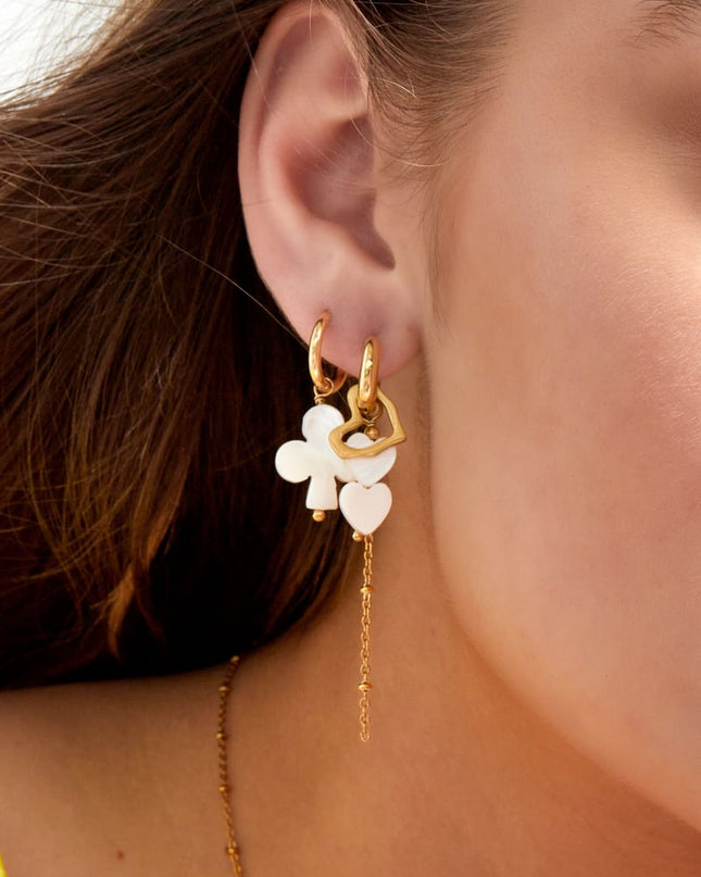 Oorbellen met hartjes hangers - zilver Stainless Steel