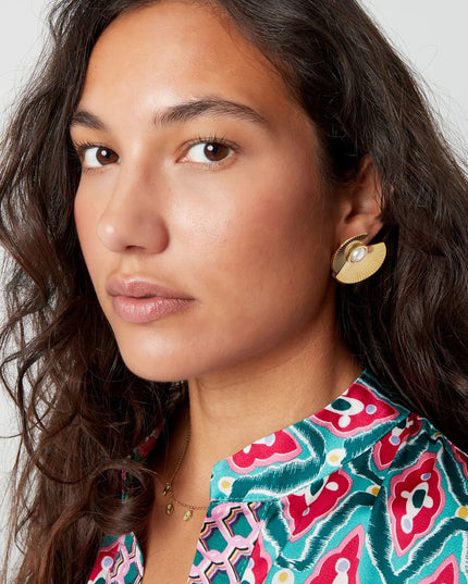 oorbellen halve rondjes met parel