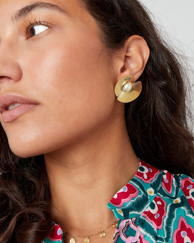 oorbellen halve rondjes met parel