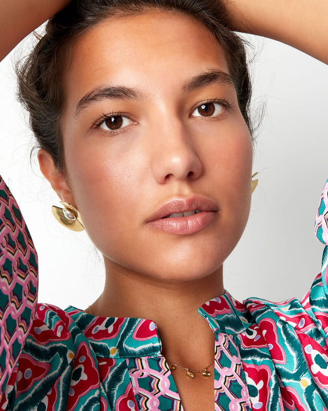 oorbellen halve rondjes met parel