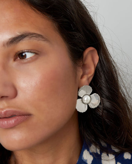 oorbellen bloem met parel