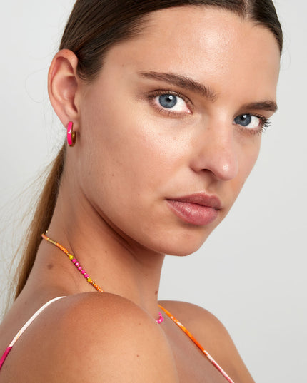 Creolen gekleurd met steentje - Goud kleur/blauw