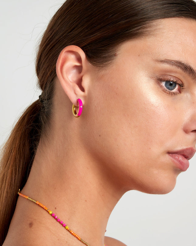 Creolen gekleurd met steentje - Goud kleur/blauw