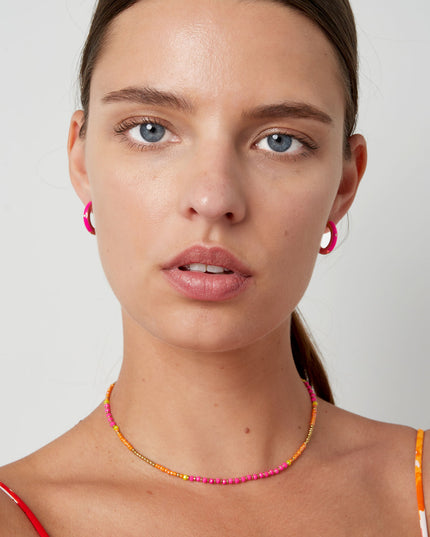 Creolen gekleurd met steentje - Goud kleur/blauw