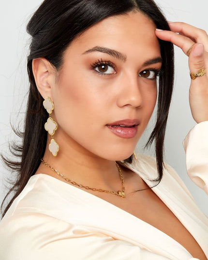 Oorbellen 3 klavers - zwart Stainless Steel