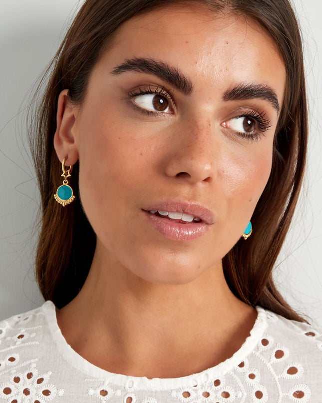 oorbel met ster en bedel blauw