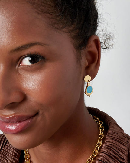 Oorbellen sierlijk met kleur - goud/wit