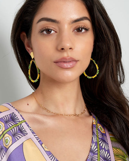 Oorbellen druppel kraaltjes - Goud kleur/oranje