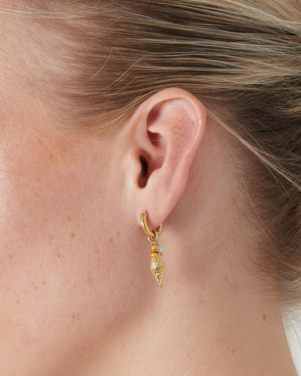 Oorbellen met ruitvormige bedel en kraaltjes Goud kleur/Multi Stainless Steel