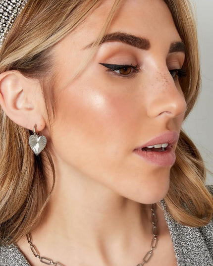 Oorbellen met hart Goud kleur Stainless Steel