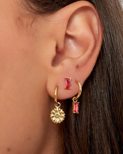 Oorbellen langwerpige steen - Goud kleur/wit