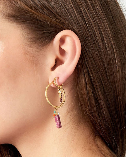 Oorbellen bedel party - Goud kleur/roze