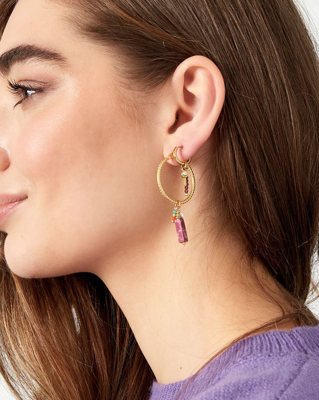 Oorbellen bedel party - Goud kleur/roze