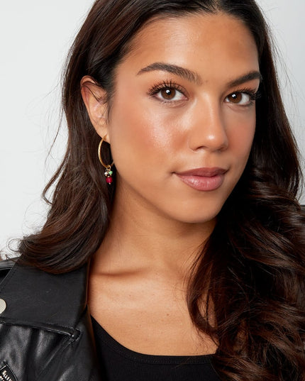 Oorbellen bedel party - zilver/rood