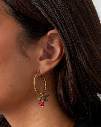 Oorbellen bedel party - zilver/rood