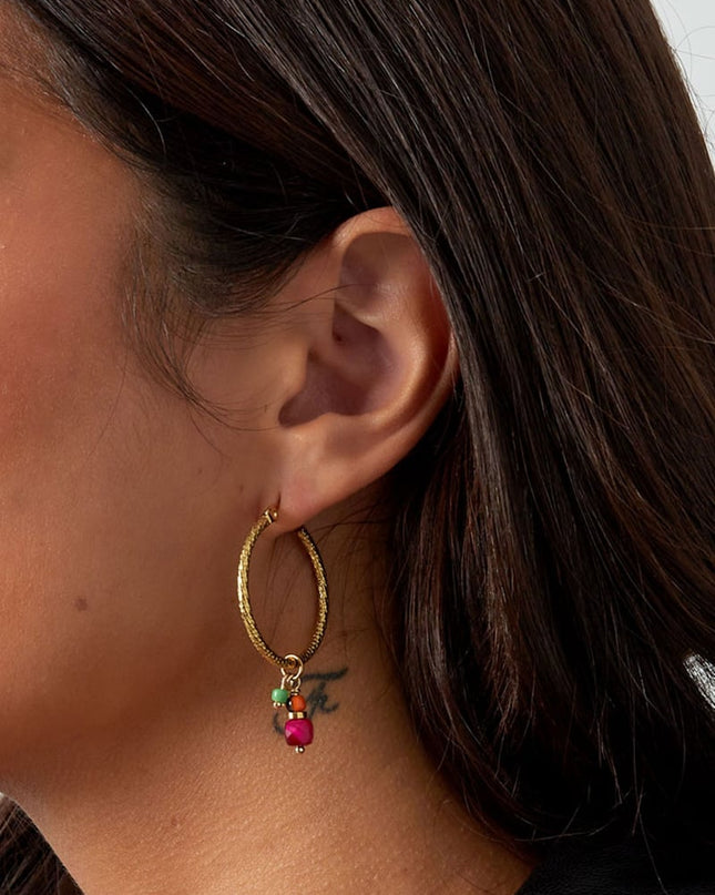 Oorbellen bedel party - zilver/rood