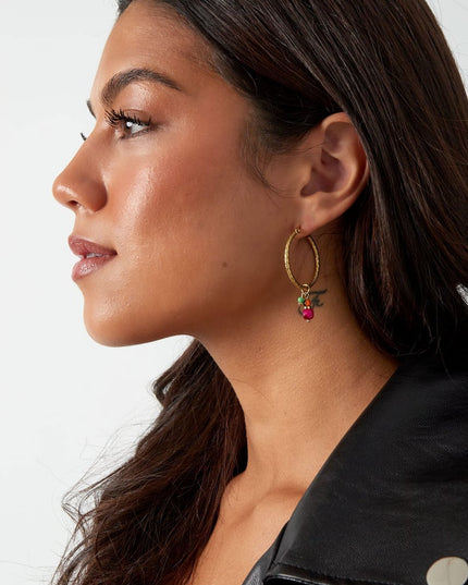 Oorbellen bedel party - zilver/rood