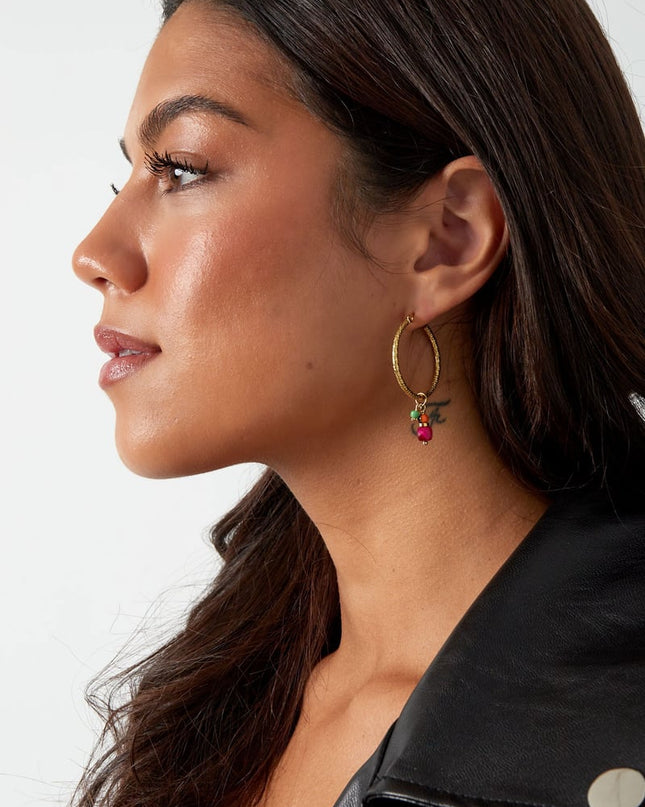 Oorbellen bedel party - zilver/rood