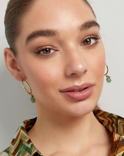 Oorbellen kralen bundel - Goud kleur/groen