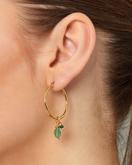 Oorbellen kralen bundel - Goud kleur/groen