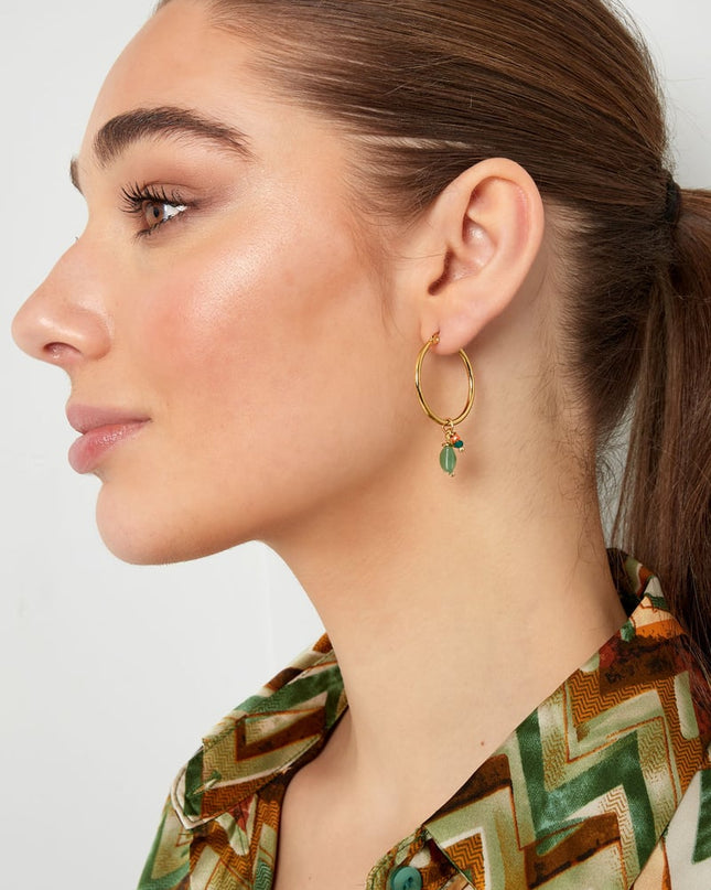 Oorbellen kralen bundel - Goud kleur/groen